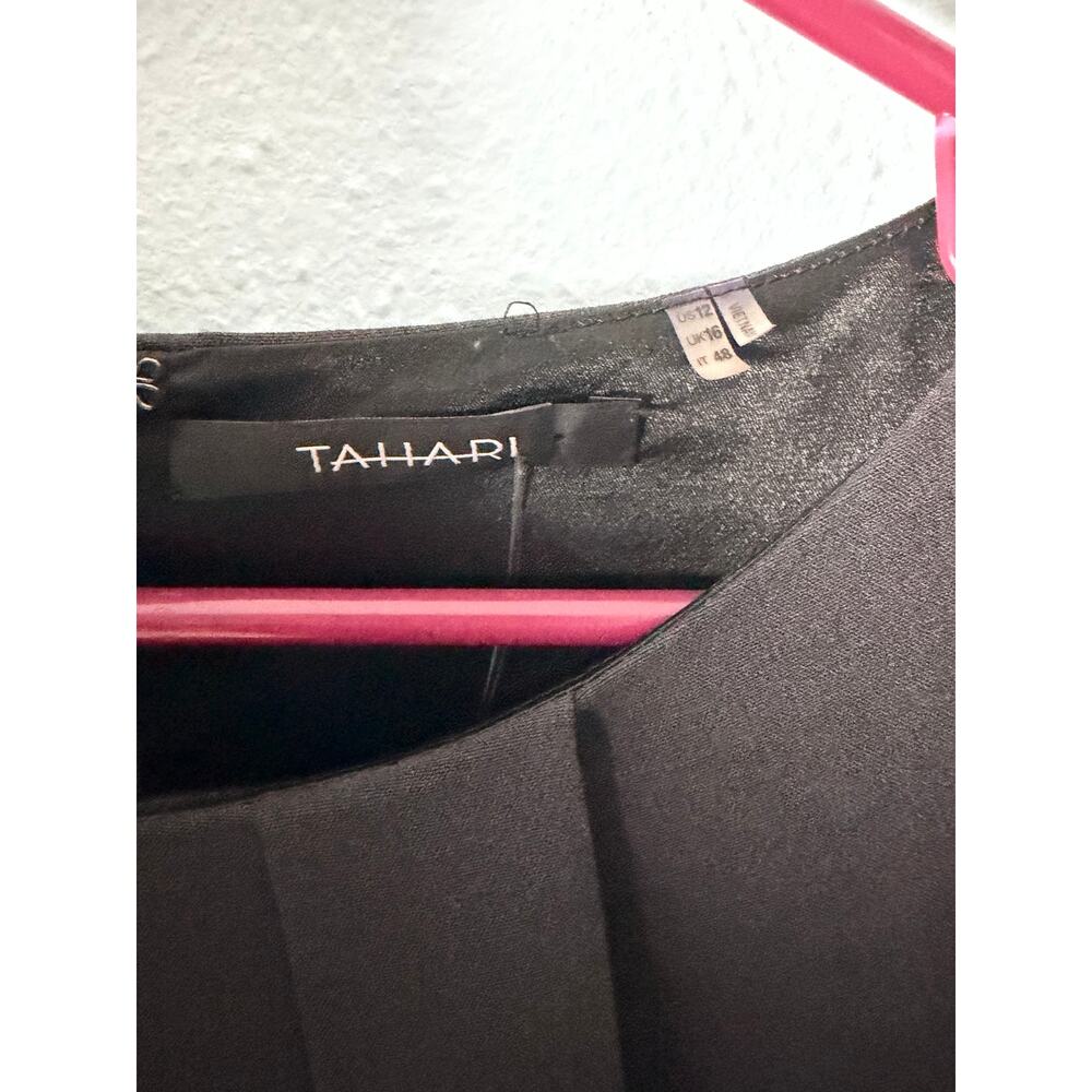 Tahari Women's 12‎ Pleated Neck Sleeveless Sheath Dress Career Work Minimalist - Picture 3 of 5